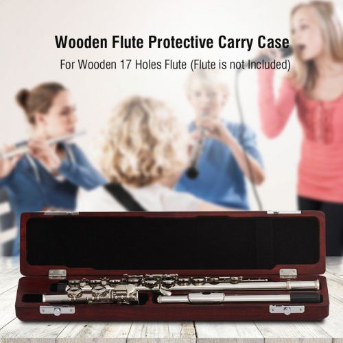  Vbestlife Flute Hard Wooden Case 17 Holes Flute Protective Carry Case Shockproof with Velvet Inside