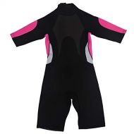 Vbestlife 3mm Shorty Wetsuit Premium Neoprene Scuba One-piece Diving Snorkeling Wet Suit Half Sleeve Surfing Swimwear for Men Women - M, L, XL, XXL （Black + Rose Red）