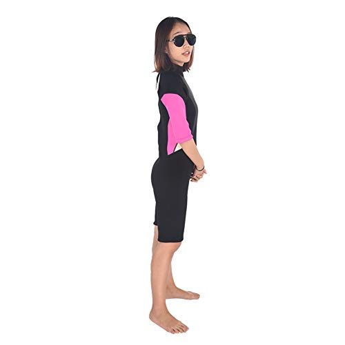  Vbestlife 3mm Shorty Wetsuit Premium Neoprene Scuba One-piece Diving Snorkeling Wet Suit Half Sleeve Surfing Swimwear for Men Women - M, L, XL, XXL （Black + Rose Red）