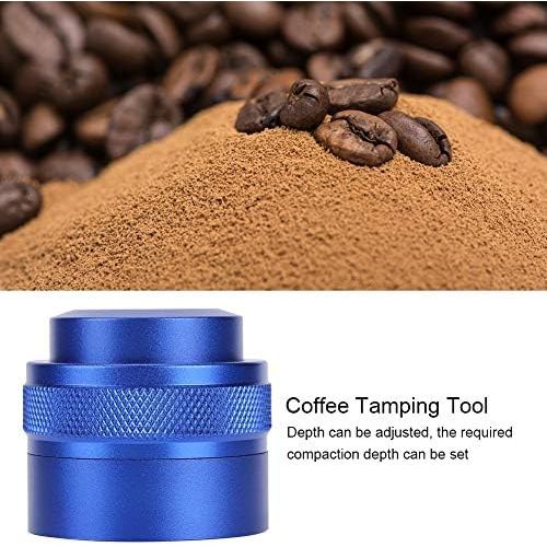  Vbestlife Coffee Press Distributor, Press?type Powder Stainless Steel Coffee Distributor, Reusable 51mm Adjustable for Flat Powder Machine Coffee Powder Hammer(blue)