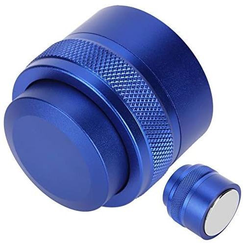  Vbestlife Coffee Press Distributor, Press?type Powder Stainless Steel Coffee Distributor, Reusable 51mm Adjustable for Flat Powder Machine Coffee Powder Hammer(blue)