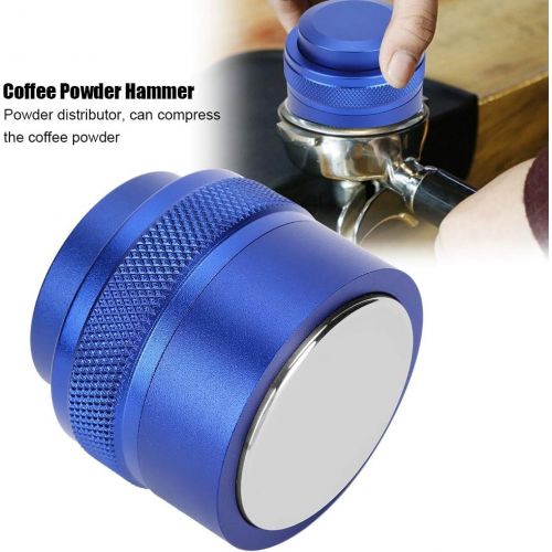  Vbestlife Coffee Press Distributor, Press?type Powder Stainless Steel Coffee Distributor, Reusable 51mm Adjustable for Flat Powder Machine Coffee Powder Hammer(blue)