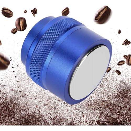  Vbestlife Coffee Press Distributor, Press?type Powder Stainless Steel Coffee Distributor, Reusable 51mm Adjustable for Flat Powder Machine Coffee Powder Hammer(blue)