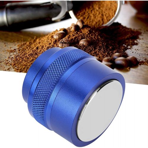  Vbestlife Coffee Press Distributor, Press?type Powder Stainless Steel Coffee Distributor, Reusable 51mm Adjustable for Flat Powder Machine Coffee Powder Hammer(blue)