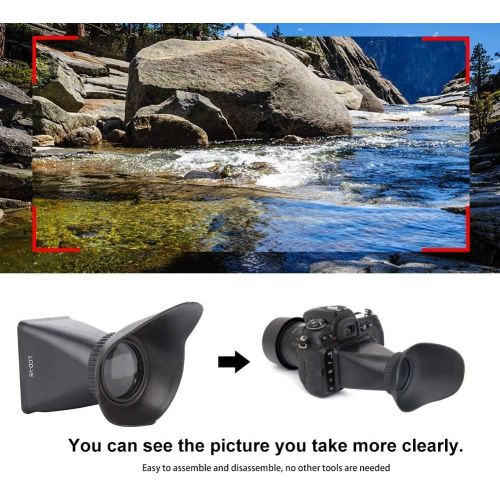  Vbestlife Camera Zoom Viewfinder, Lens Accessory 2.8X LCD Screen Magnifier Viewer with Sunshade Extender Hood for Canon for Nikon for Sony(V6 Plug)