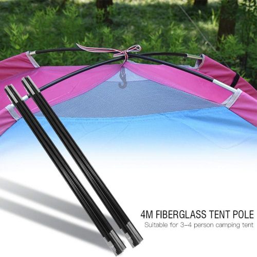  Vbestlife Outdoor Tent Pole Rod, Adjustable Tarp and Tent Poles - 4M Fiberglass Camping Tent Pole Bars Outdoor Support Rods Awning Frames Kit for Camping, Backpacking, Hammocks, Shelters