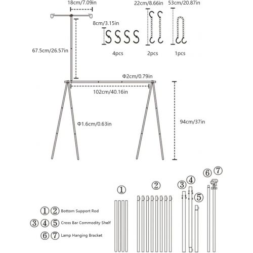  Vbestlife Camping Cookware Hanging Rack,Multifunction Camping Stand Hanging Organizer with Different Length Hook for Camping,Outdoor,Picnic
