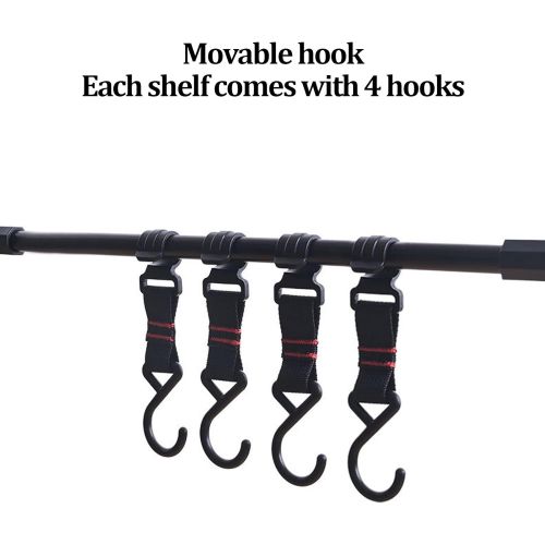  Vbestlife Camping Hanging Rack with 4 Movable Hooks Hanging Your Camping Gear Camping Cookware Storage Rack