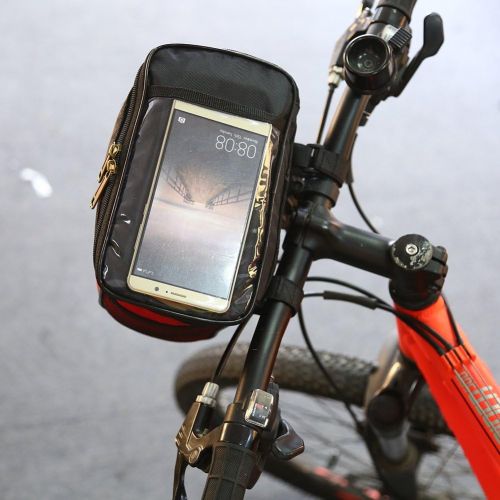  Vbestlife Waterproof Bicycle Cycling Bike Front Handlebar Bag Basket Front Frame Phone Bag MTB Bike Handlebar Bag Transparent PVC Pouch Outdoor Bicycle Pack Accessories 4Colors (Bl