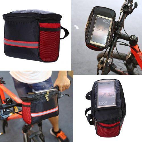  Vbestlife Waterproof Bicycle Cycling Bike Front Handlebar Bag Basket Front Frame Phone Bag MTB Bike Handlebar Bag Transparent PVC Pouch Outdoor Bicycle Pack Accessories 4Colors (Bl