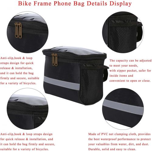  Vbestlife Waterproof Bicycle Cycling Bike Front Handlebar Bag Basket Front Frame Phone Bag MTB Bike Handlebar Bag Transparent PVC Pouch Outdoor Bicycle Pack Accessories 4Colors (Bl