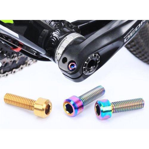  Vbestlife Bolts Screw with Washers Set for MTB Bike, 6pcs Bicycle Stem Bolts Screw Titanium Alloy M5 x 18mm Tapered Washer Head Bike Stems & Parts