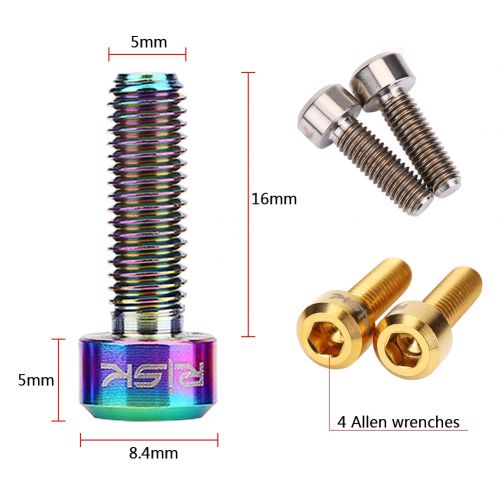  Vbestlife Titanium Stem Bolts, M5 16mm Bicycle Stem Bolt Titanium Bolt Screws Bike Fixed Stem Bolts for Mountain Bicycle Stem Parts Bike Screws 6Pcs