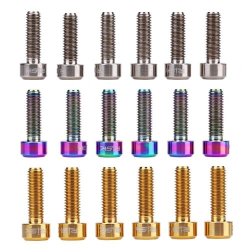  Vbestlife Titanium Stem Bolts, M5 16mm Bicycle Stem Bolt Titanium Bolt Screws Bike Fixed Stem Bolts for Mountain Bicycle Stem Parts Bike Screws 6Pcs