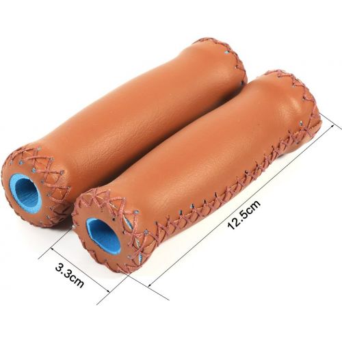  Vbestlife Bicycle Retro Artificial Leather Handle Grips Cycling MTB Road Mountain Bike Handlebar Grips (Brown)