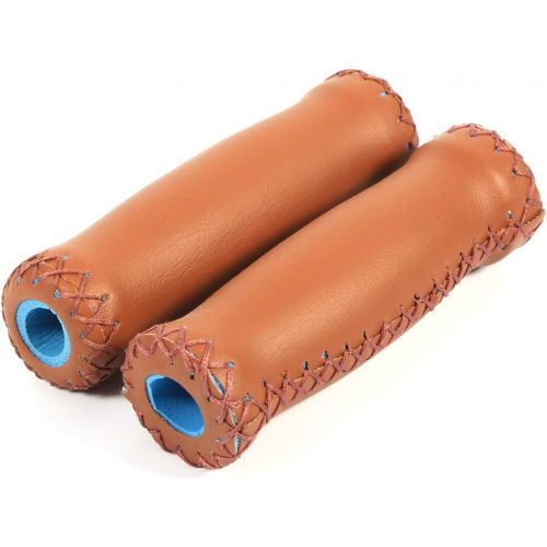  Vbestlife Bicycle Retro Artificial Leather Handle Grips Cycling MTB Road Mountain Bike Handlebar Grips (Brown)