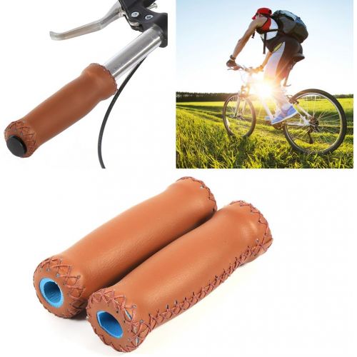  Vbestlife Bicycle Retro Artificial Leather Handle Grips Cycling MTB Road Mountain Bike Handlebar Grips (Brown)