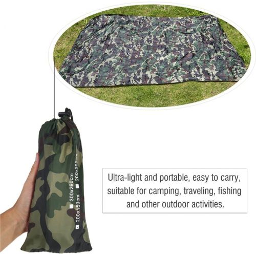  Vbestlife Waterproof Camping Shelter Tent Tarp,Camouflage Outdoor Portable Lightweight Rainproof Mat RainTent Tarp Shelter Beach Picnic Blanket Mat (300*290CM)