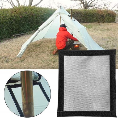  Vbestlife Tent Stove Jack 9.06 x 7.87 Fireproof Glass Fiber AntiScalding Ring for Firewood Stove Tents