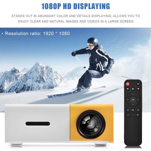  Vbestlife Mini Projector,Portable 1080P 600lm 4 : 3 LED Projector Home Cinema Theater Movie Support Laptop PC Smartphone HDMI Input,Great Gift Pocket Projector for Party Camping (Y