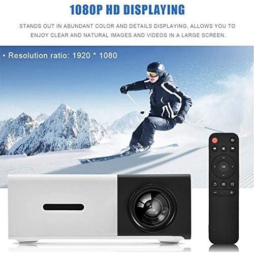  Vbestlife Mini Projector,Portable 1080P 600lm 4 : 3 LED Projector Home Cinema Theater Movie Support Laptop PC Smartphone HDMI Input,Great Gift Pocket Projector for Christmas (Black
