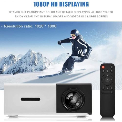  Vbestlife Mini Projector,Portable 1080P 600lm 4 : 3 LED Projector Home Cinema Theater Movie Support Laptop PC Smartphone HDMI Input,Great Gift Pocket Projector for Christmas (Black