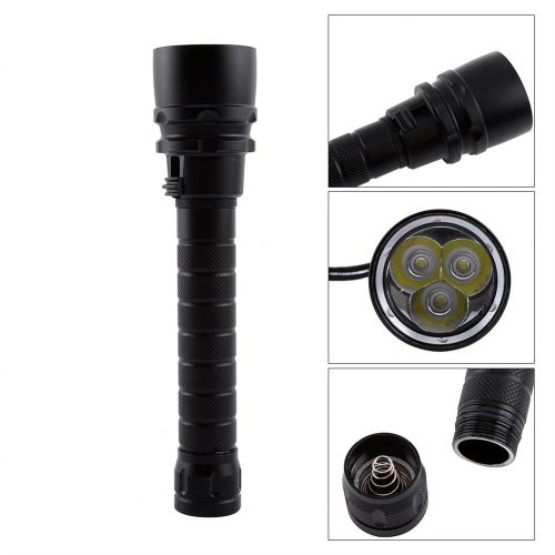  Vbestlife Diving Flashlight Torch Lamp Tactical LED Flashlight Dive Fishing Light 8000LM Waterproof 30W 3AAA Batteries 100m Underwater Submarine Handheld Light Anti-flick Spotlight With Hand
