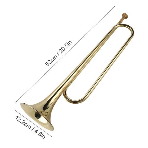  Vbestlife Brass Trumpet, Trumpet Bb B Flat Gold Lacquer Rose Brass, Cavalry Trumpet for School Band Students Beginner Musical Instrument Trumpet
