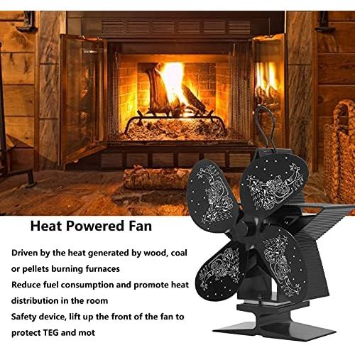  Vbestlife Stove Fans, 360CFM 1350RPM Low Noise High Temperature Resistant, Fireplace Circulating Warm Air, Saving Fuel Efficiently, for Home Wood/Log Burner(Black)