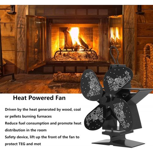  Vbestlife Stove Fans, 360CFM 1350RPM Low Noise High Temperature Resistant, Fireplace Circulating Warm Air, Saving Fuel Efficiently, for Home Wood/Log Burner(Black)