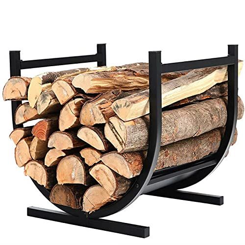  Vbestlife Fireplace Log Rack Large with Fireplace Tools Round Wrought Iron Firewood Holders Indoor Wood Stove Outdoor Fireplace Heavy Duty Wood Stacking Storage Kit,