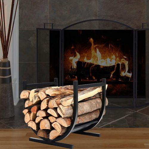  Vbestlife Fireplace Log Rack Large with Fireplace Tools Round Wrought Iron Firewood Holders Indoor Wood Stove Outdoor Fireplace Heavy Duty Wood Stacking Storage Kit,