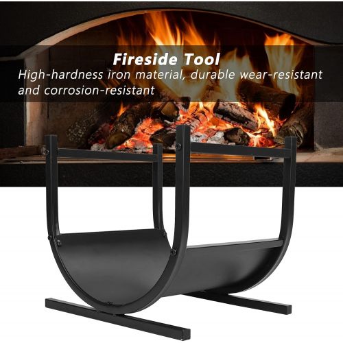  Vbestlife Fireplace Log Rack Large with Fireplace Tools Round Wrought Iron Firewood Holders Indoor Wood Stove Outdoor Fireplace Heavy Duty Wood Stacking Storage Kit,