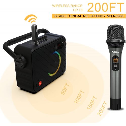  Wireless Microphone, VeGue UHF Cordless Dual Handheld Dynamic Mic Set with Rechargeable Receiver, for Karaoke Party, Voice Amplifier, PA System, Singing Machine, Church, Wedding, M