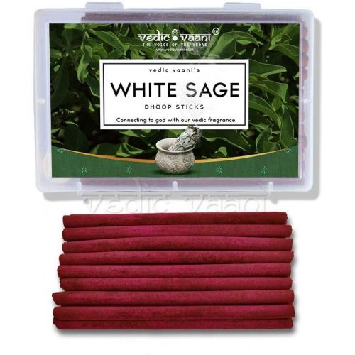  인센스스틱 Vedic Vaani Unique Natural Ingredients Conventionally Blended Refreshing Aroma Scented White Sage Bambooless Dhoop Incense Sticks for Prayer, Meditation & Relaxation, India