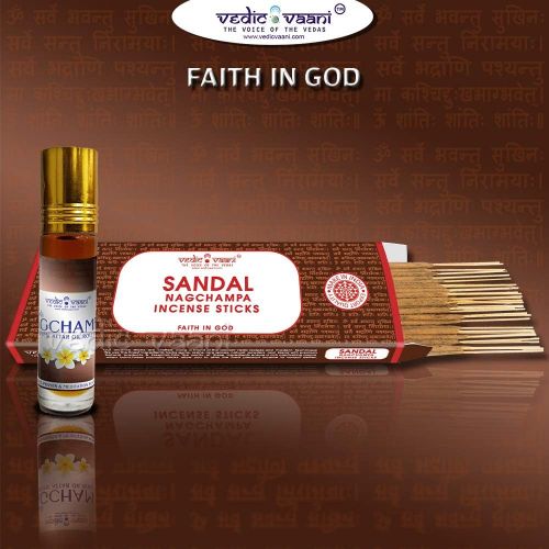  인센스스틱 Vedic Vaani Sandal Nagchampa Incense Stick - 100 GM with Incense Stand & Attar