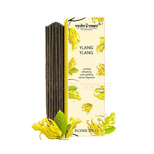  인센스스틱 Vedic Vaani Natural Positive Aromatic Enhancing Smoothing Fragrance Ylang Ylang Masala Agarbatti Incense Sticks for to Your Home, Temple, Office Or Special Space, India (100 Gm)