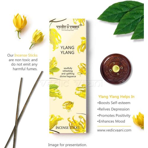  인센스스틱 Vedic Vaani Natural Positive Aromatic Enhancing Smoothing Fragrance Ylang Ylang Masala Agarbatti Incense Sticks for to Your Home, Temple, Office Or Special Space, India (100 Gm)