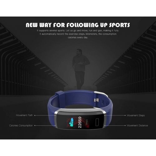  VeeEx Fitness Tracker, Bluetooth 4.0 Activity Tracker Watch 0.96”OLED Color Screen Waterproof Heart Rate Monitor, Pedometer, Sleep Quality Monitor Kids Women Men, Android & iOS Sma