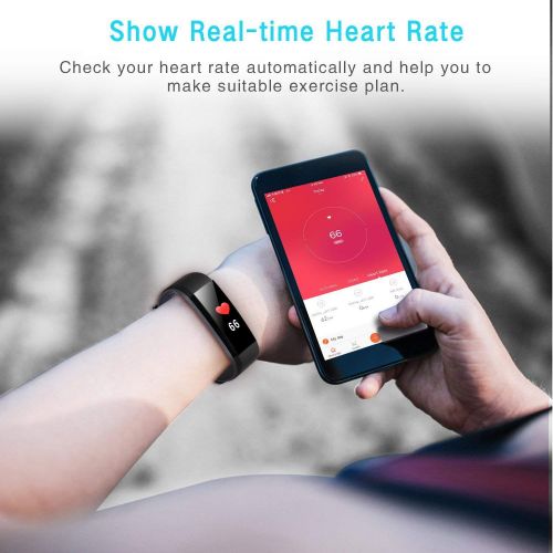  VeeEx Fitness Tracker, Bluetooth 4.0 Smart Bracelet with 0.96”OLED Color Screen and IP67 Waterproof Heart Rate Monitor, Pedometer, Sleeping & GPS Tracking for Android & iOS Smart P