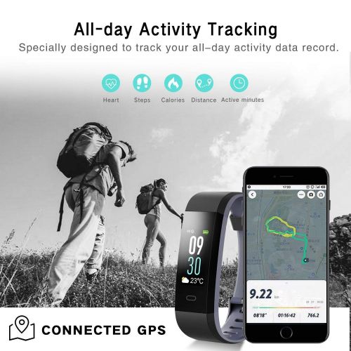  VeeEx Fitness Tracker, Bluetooth 4.0 Smart Bracelet with 0.96”OLED Color Screen and IP67 Waterproof Heart Rate Monitor, Pedometer, Sleeping & GPS Tracking for Android & iOS Smart P