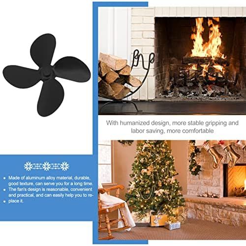  Veemoon Fireplace Fan Replacement Blades Heat Powered Warm Wood Stove Efficient Fireplace Fan Low Noise 4 Blades for Christmas Winter Holiday