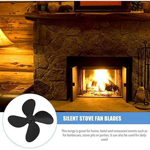  Veemoon Fireplace Fan Replacement Blades Heat Powered Warm Wood Stove Efficient Fireplace Fan Low Noise 4 Blades for Christmas Winter Holiday