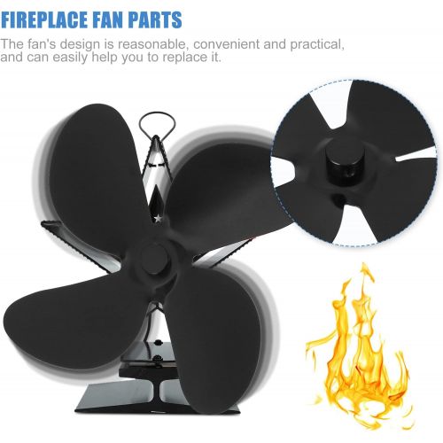  Veemoon Fireplace Fan Replacement Blades Heat Powered Warm Wood Stove Efficient Fireplace Fan Low Noise 4 Blades for Christmas Winter Holiday