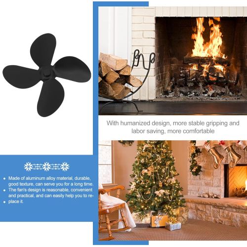  Veemoon Fireplace Fan Replacement Blades Heat Powered Warm Wood Stove Efficient Fireplace Fan Low Noise 4 Blades for Christmas Winter Holiday