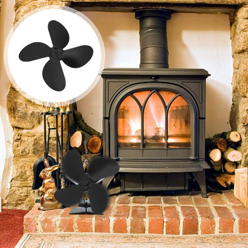  Veemoon Fireplace Fan Replacement Blades Heat Powered Warm Wood Stove Efficient Fireplace Fan Low Noise 4 Blades for Christmas Winter Holiday