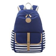 Veenajo Casual Lightweight Canvas School Backpack Laptop Bag Shoulder Daypack Handbag Navy