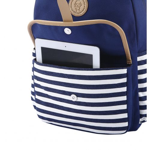  Veenajo Casual Lightweight Canvas School Backpack Laptop Bag Shoulder Daypack Handbag Navy