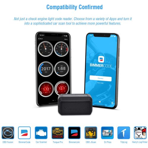  Veepeak OBDCheck BLE OBD2 Bluetooth Scanner Auto OBD II Diagnostic Scan Tool for iOS & Android, Bluetooth 4.0 Car Check Engine Light Code Reader Supports Torque, OBD Fusion app