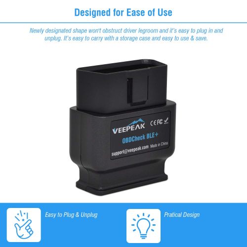  Veepeak OBDCheck BLE+ Bluetooth 4.0 OBD2 Scanner for iOS & Android, Car Diagnostic Code Reader Scan Tool for Universal OBDII/EOBD Vehicles